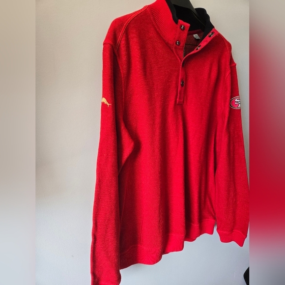 TOMMY BAHAMA × SAN FRANCISCO 49ERS NFL Red Cotton Knit Sweater. Large - Picture 4 of 10
